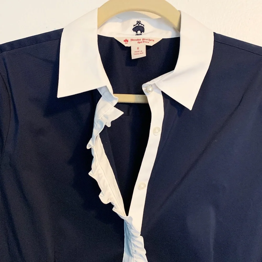 Navy & White Blouse | Size 6 - Picture 2 of 7